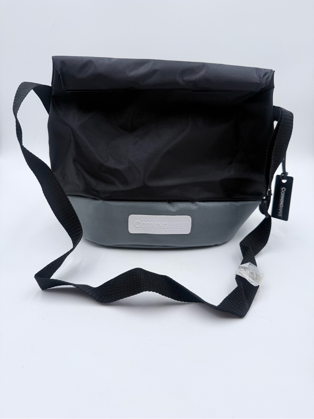 Corningware Travel Lunch Bag Thermal Carrying Case Black & Gray Strap Handle